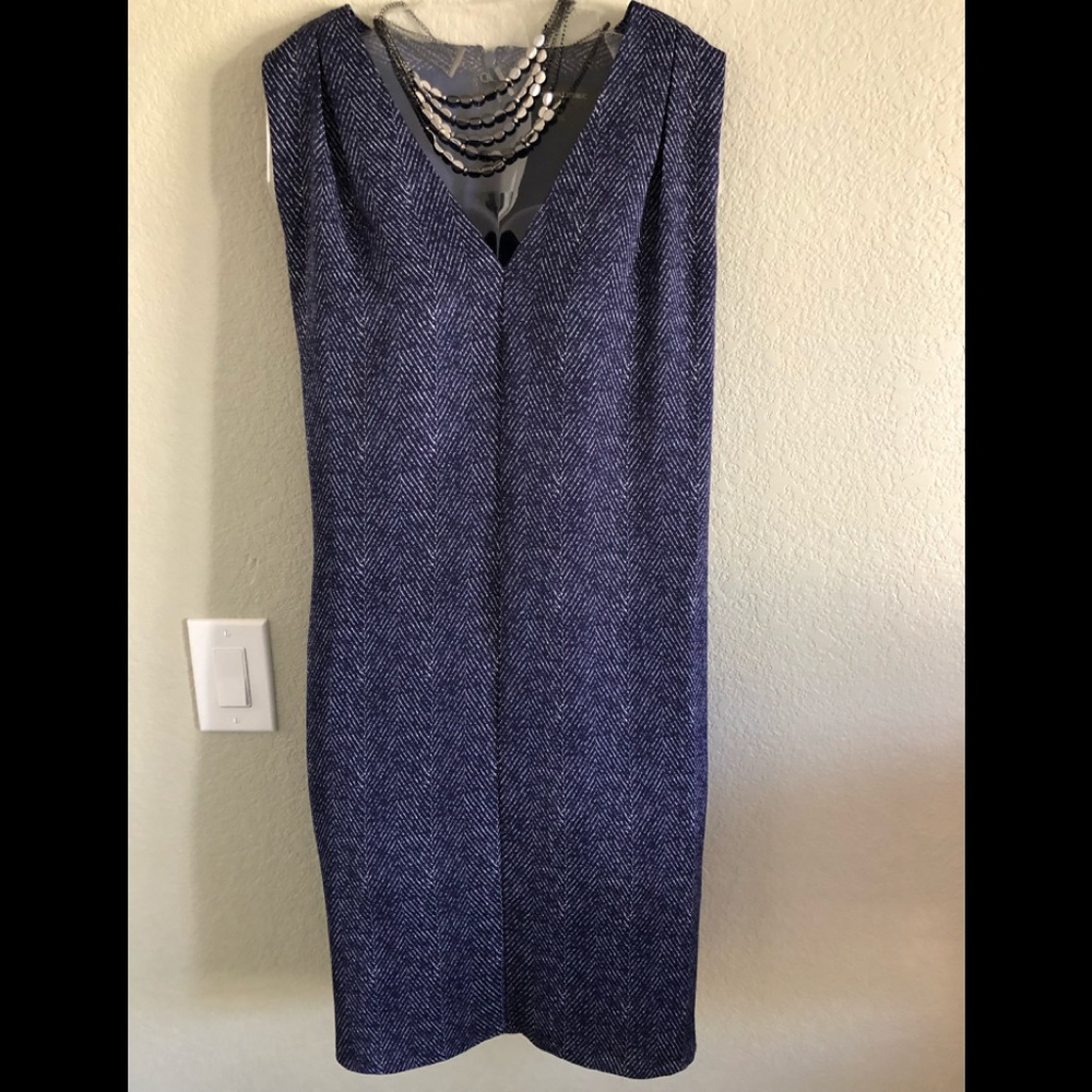 Banana Republic sheath dress navy and white striped tall 14 office dress